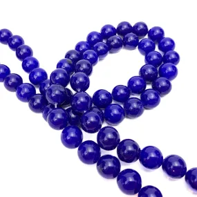 Dark Blue Agate 10mm Smooth Rounds Bead Strand