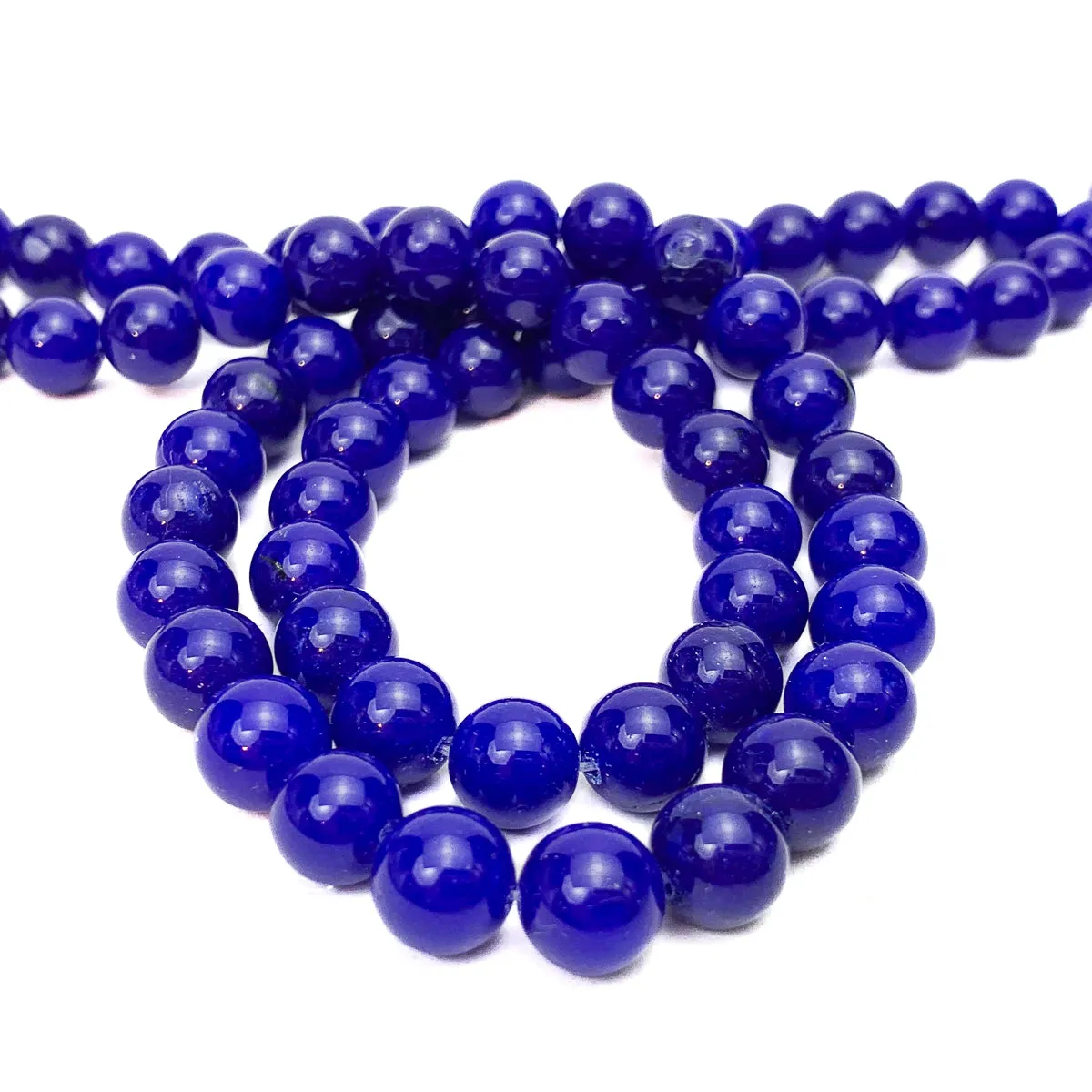 Dark Blue Agate 10mm Smooth Rounds Bead Strand