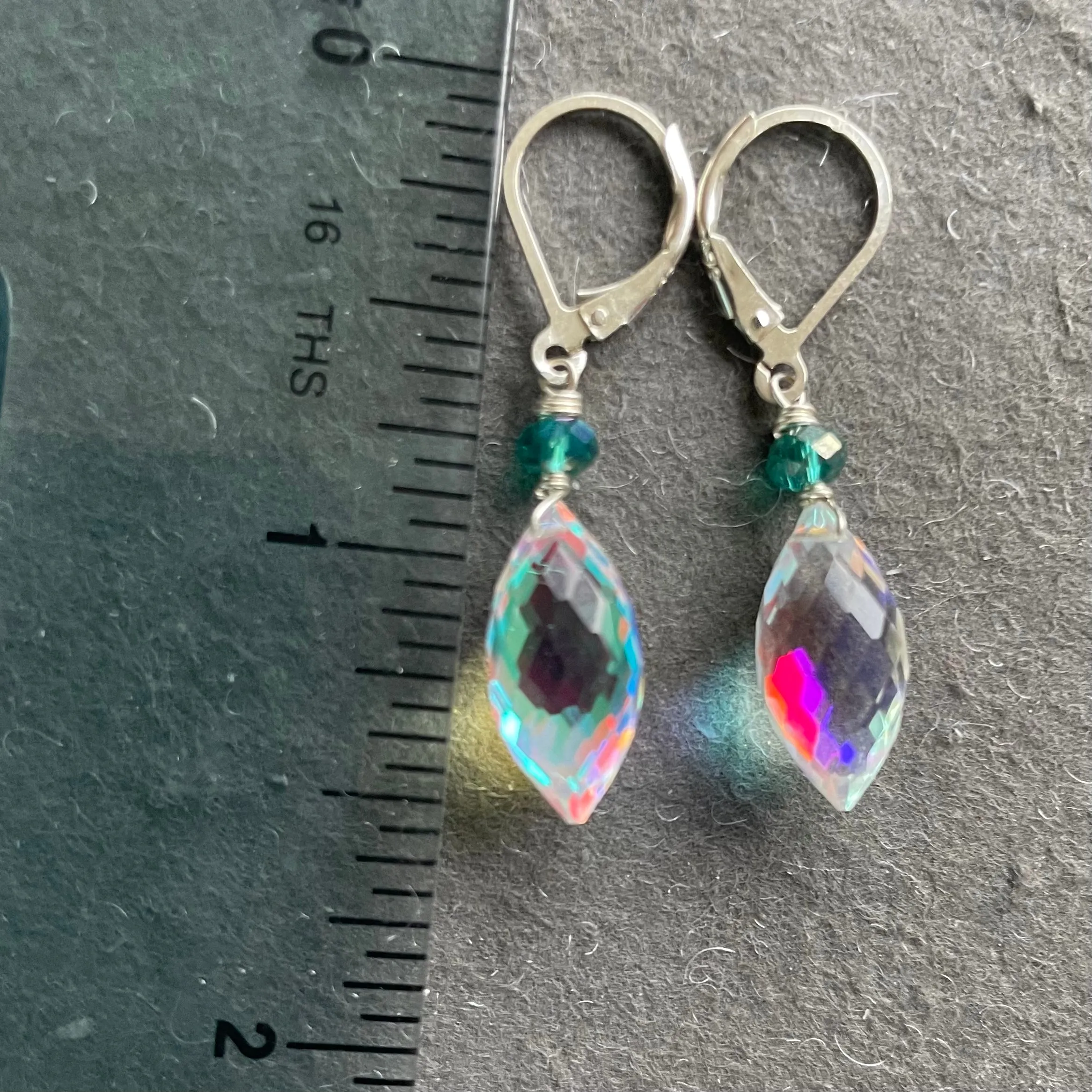 Dewdrop Rainbow Opalite and Crystal earrings, metal and earwire options