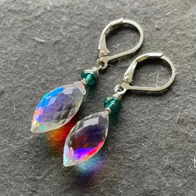 Dewdrop Rainbow Opalite and Crystal earrings, metal and earwire options