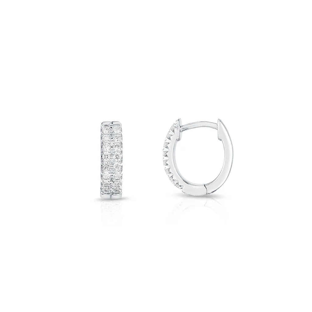 Double Row Diamond Huggie Hoops