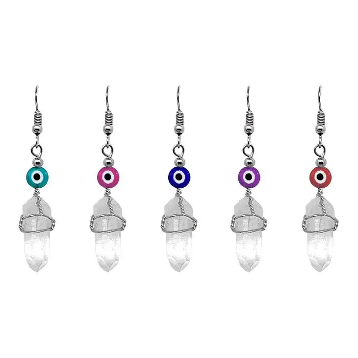 Earrings - Evil Eye Quartz Dangle