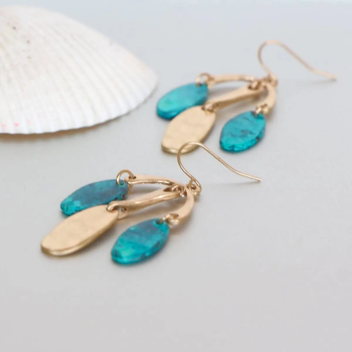 Egyptian Turquoise Earrings, Gold Dangling Earrings, Turquoise Ear Hoops, Gifts For Her, Bohemian Jewelry, Minimalist Jewelry, (SE19)