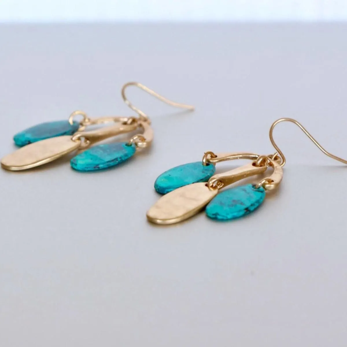 Egyptian Turquoise Earrings, Gold Dangling Earrings, Turquoise Ear Hoops, Gifts For Her, Bohemian Jewelry, Minimalist Jewelry, (SE19)