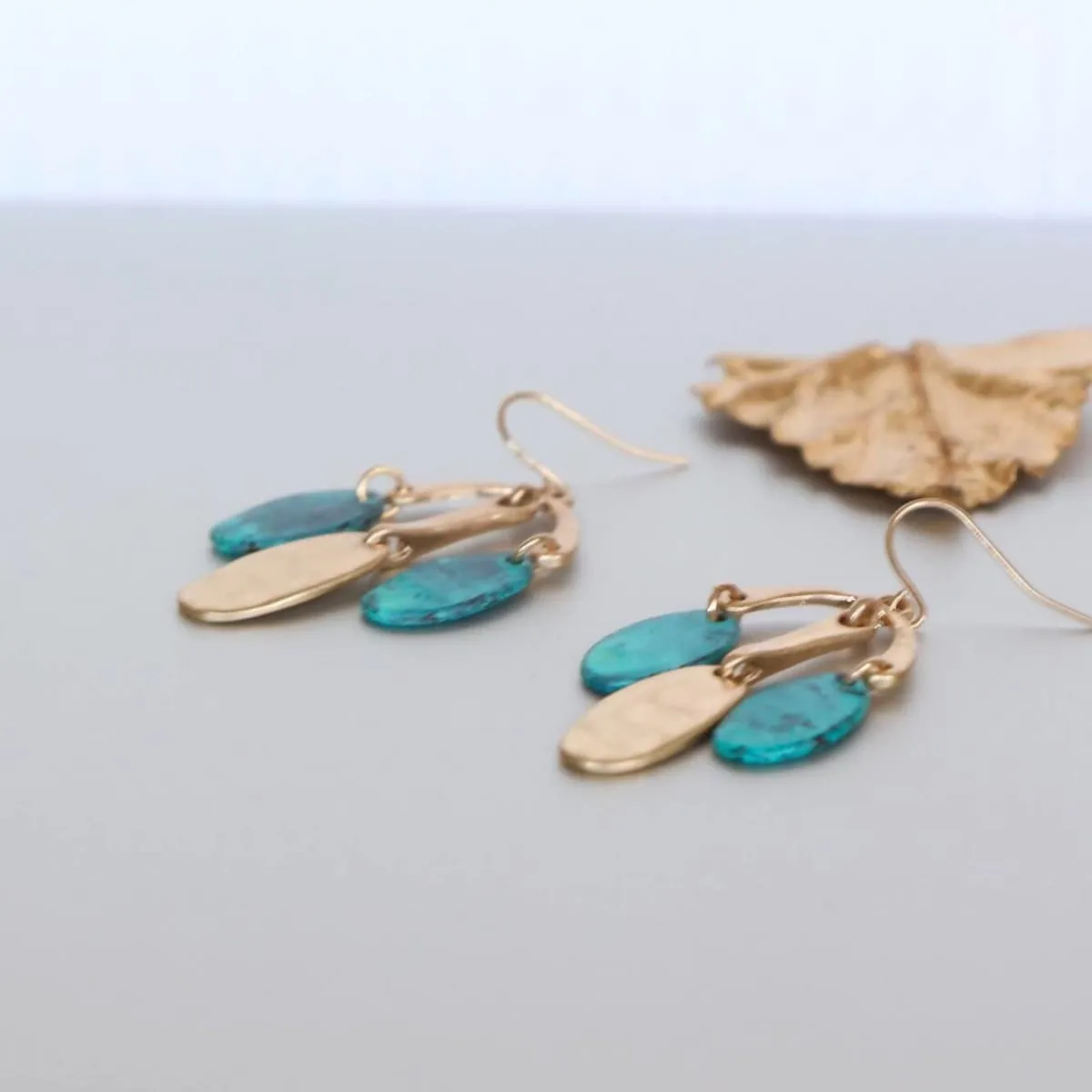 Egyptian Turquoise Earrings, Gold Dangling Earrings, Turquoise Ear Hoops, Gifts For Her, Bohemian Jewelry, Minimalist Jewelry, (SE19)