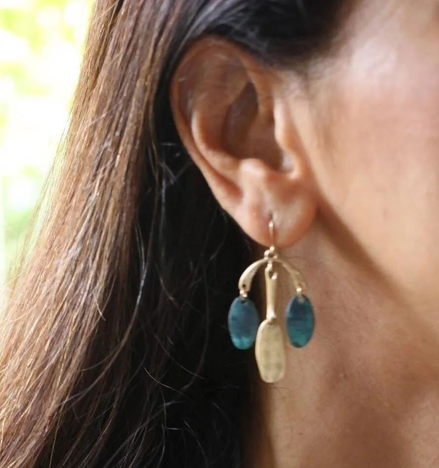 Egyptian Turquoise Earrings, Gold Dangling Earrings, Turquoise Ear Hoops, Gifts For Her, Bohemian Jewelry, Minimalist Jewelry, (SE19)