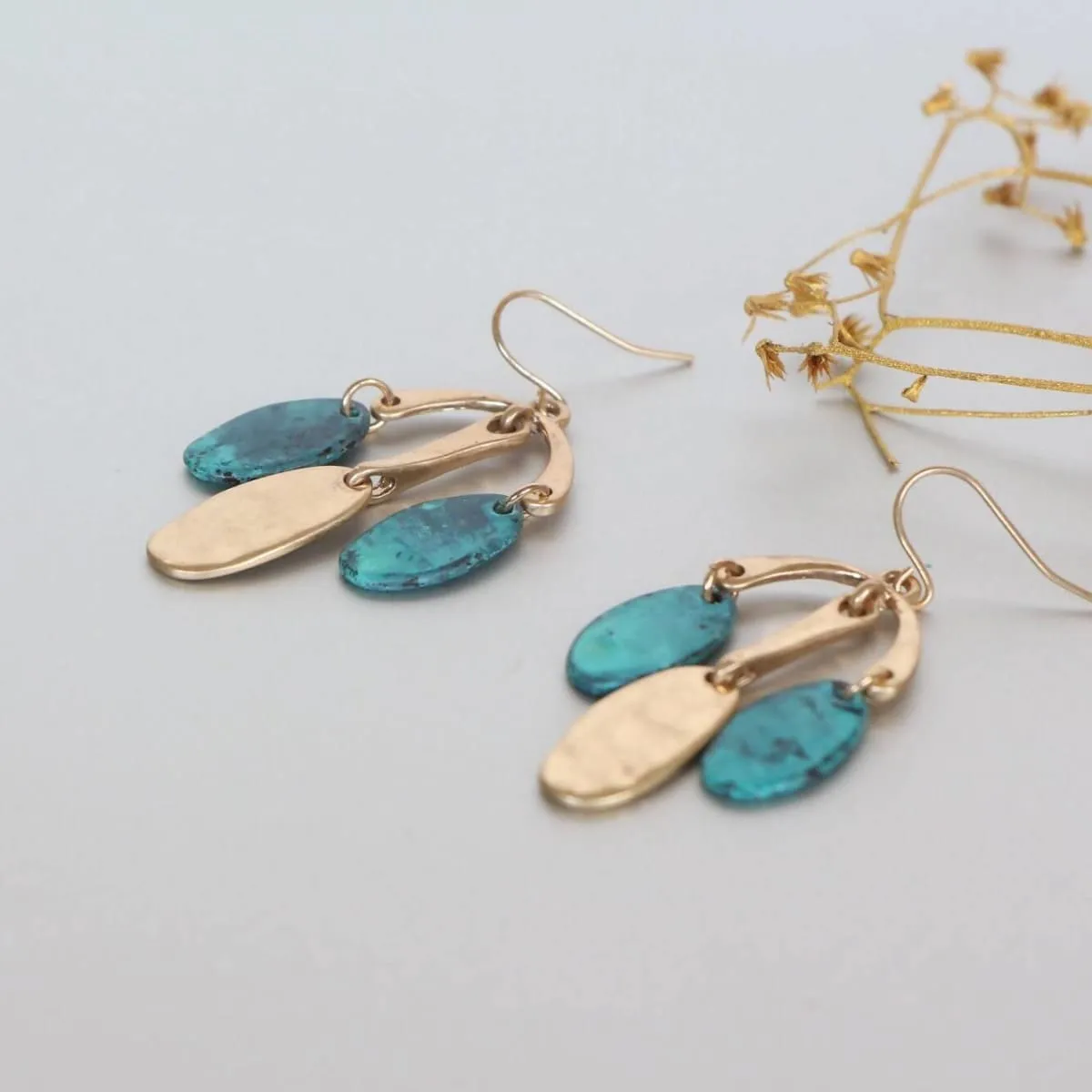 Egyptian Turquoise Earrings, Gold Dangling Earrings, Turquoise Ear Hoops, Gifts For Her, Bohemian Jewelry, Minimalist Jewelry, (SE19)