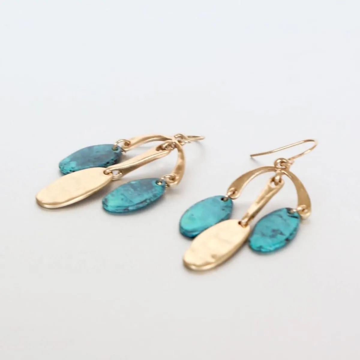 Egyptian Turquoise Earrings, Gold Dangling Earrings, Turquoise Ear Hoops, Gifts For Her, Bohemian Jewelry, Minimalist Jewelry, (SE19)