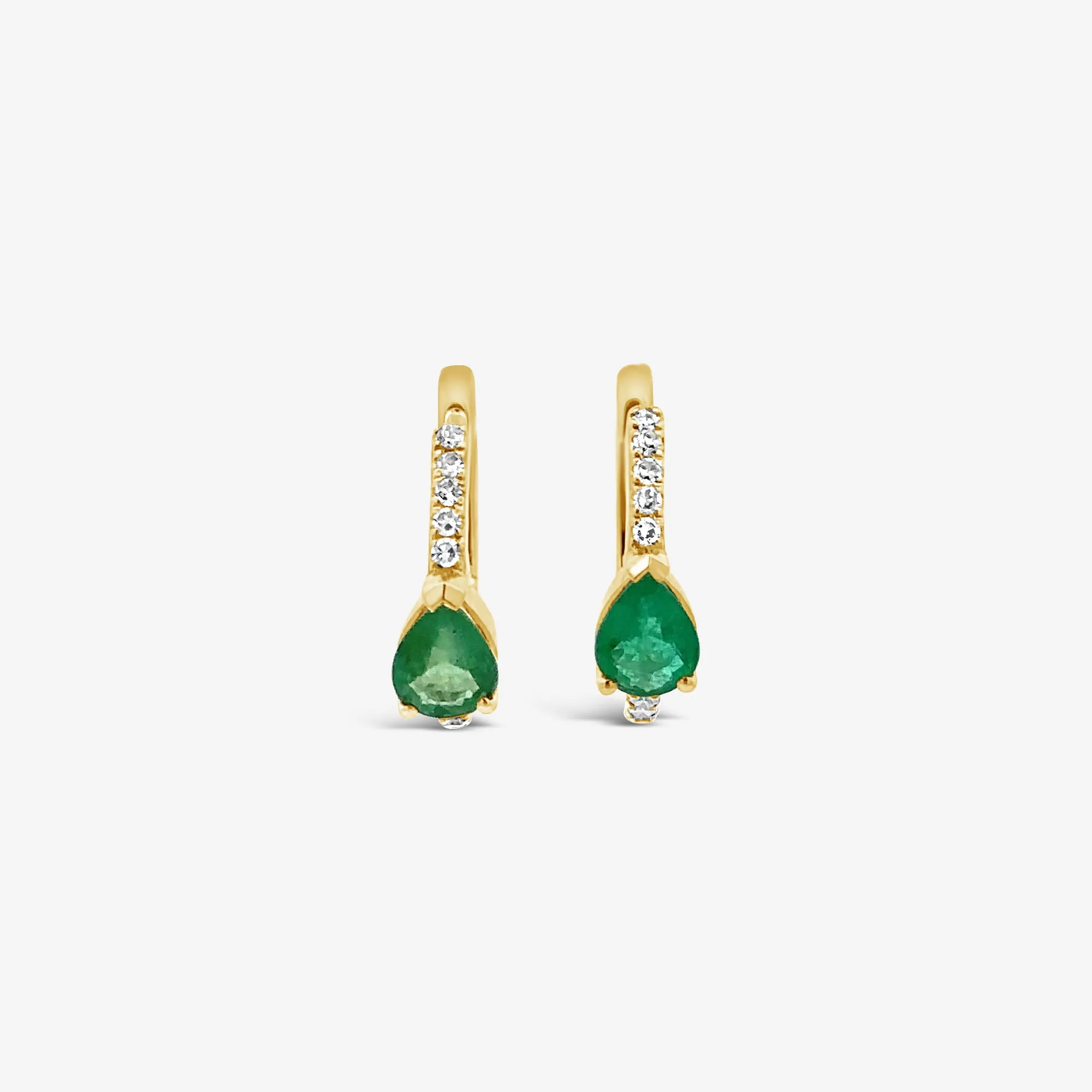 Emerald & Diamond Huggie Earrings