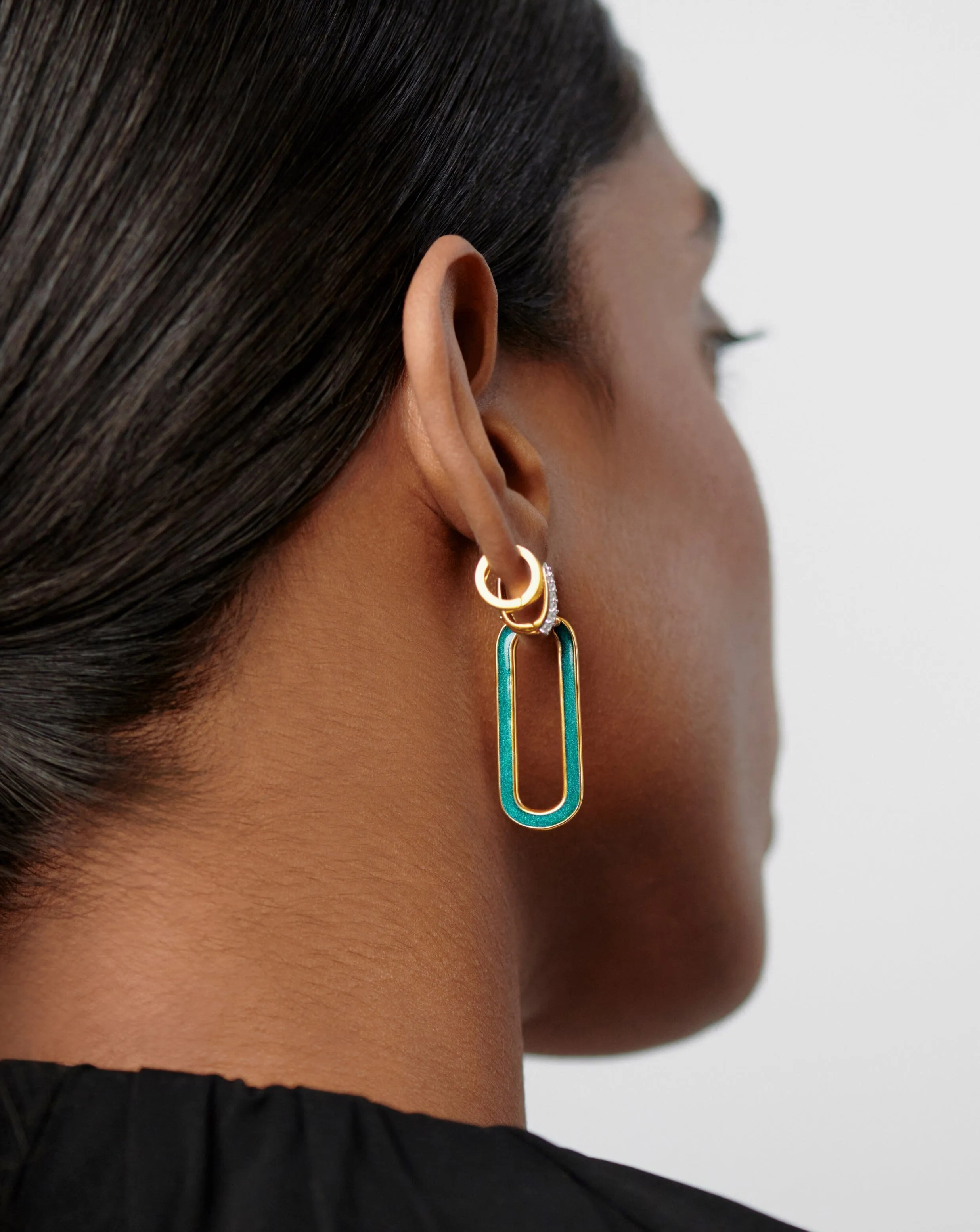 Enamel Haze Ovate Large Hoop Earrings