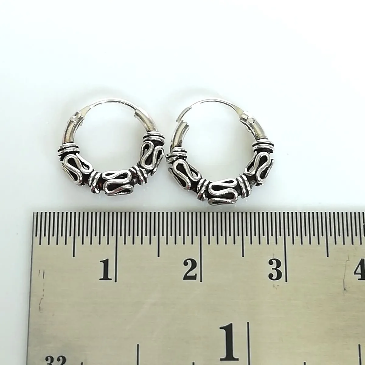 Ethnic Bali hoops | 12mm silver hoops earrings | Ear piercings | Minimalist hoops | EF37