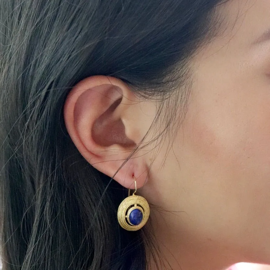 Filigree Basket Lapis Earrings