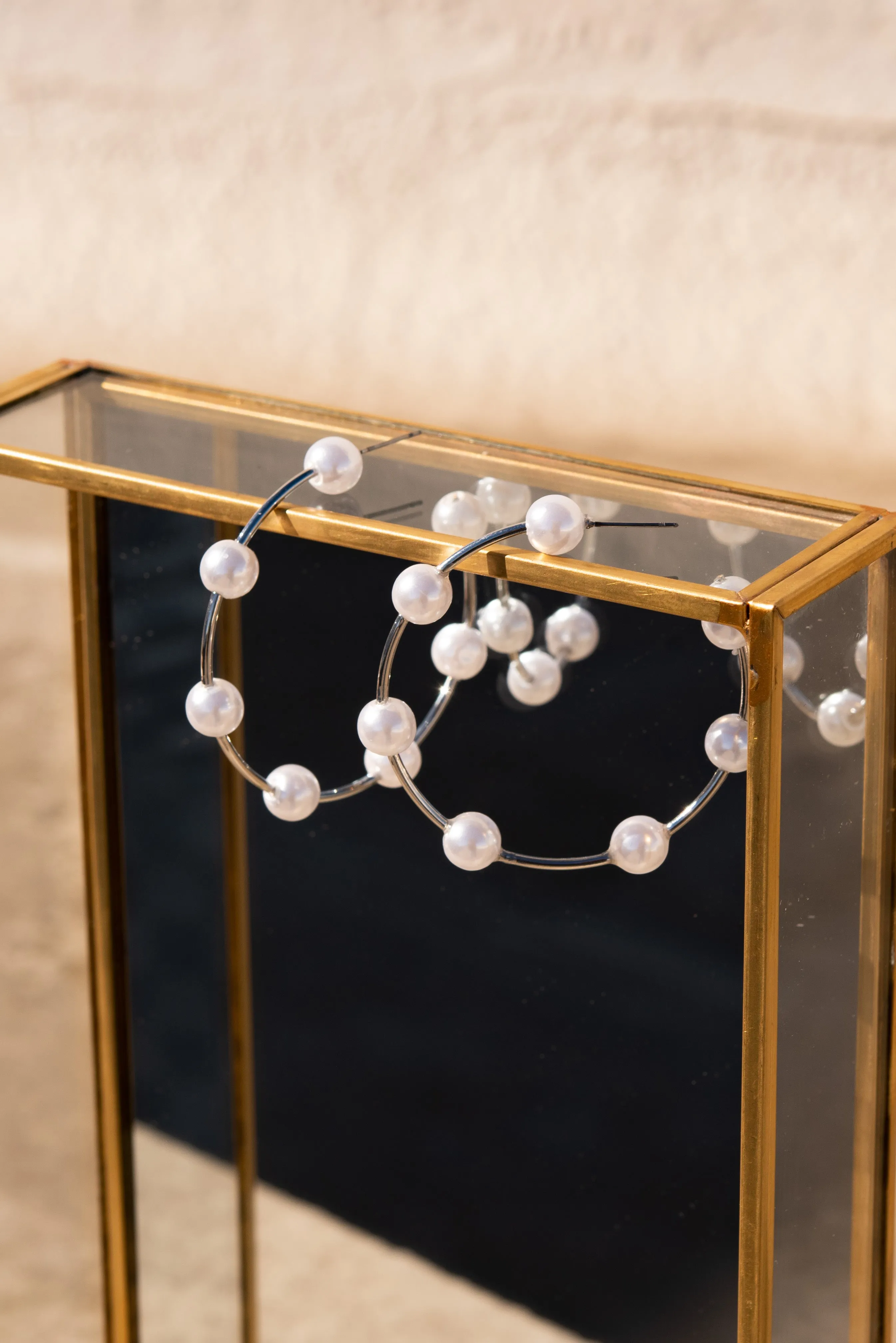 Floating Pearl Hoop Earring