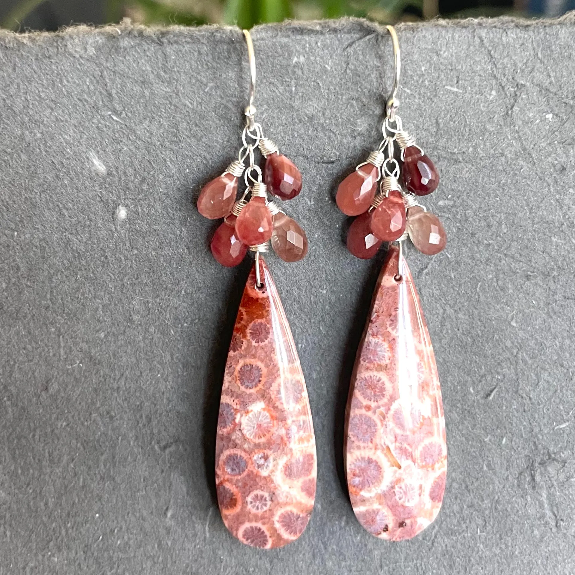 Fossil Cascade Earrings, OOAK 008