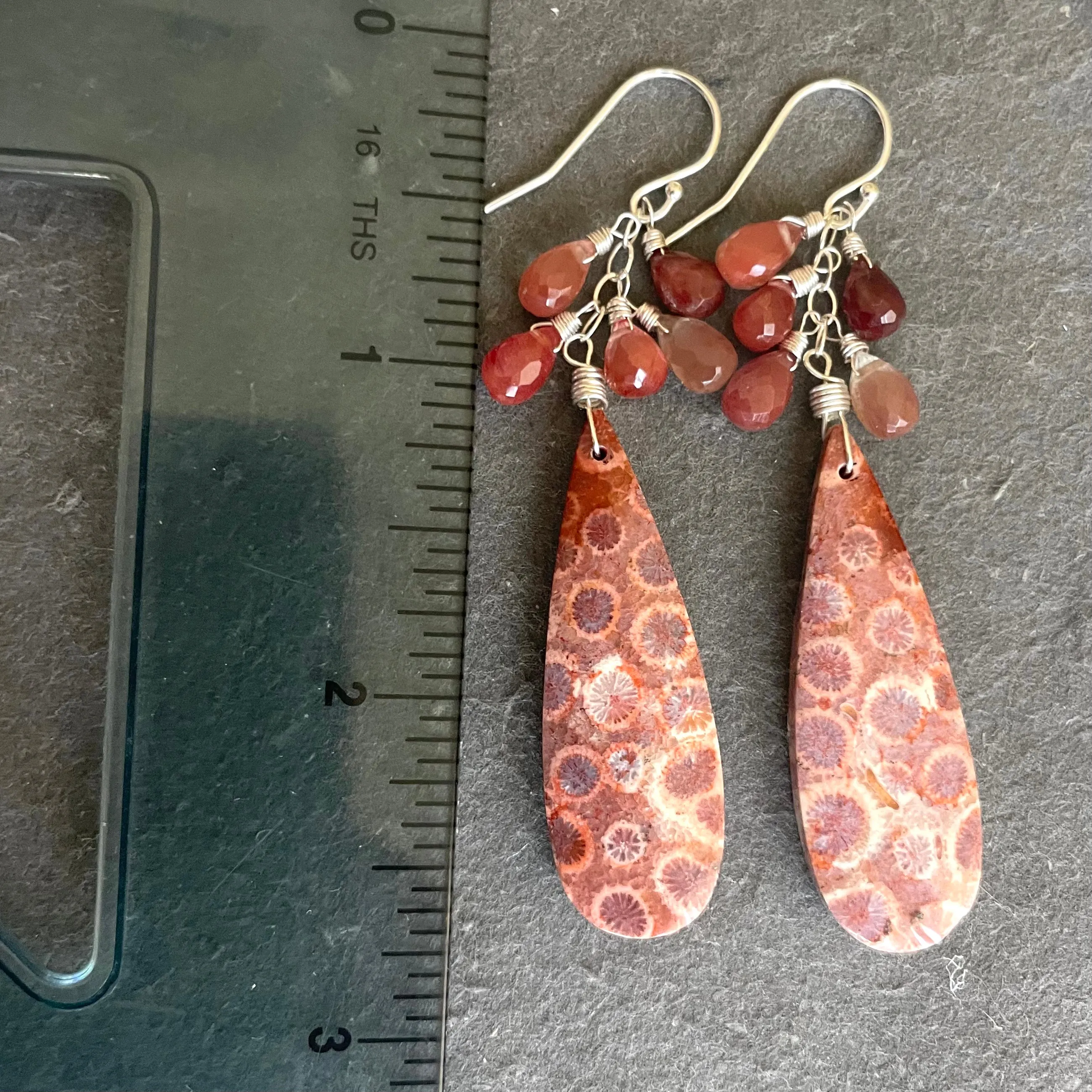 Fossil Cascade Earrings, OOAK 008