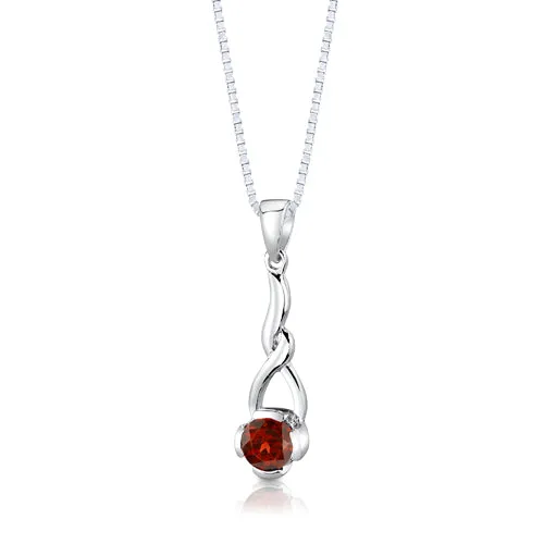 Garnet Elegant Twist Earrings Pendant Necklace Sterling Silver Jewelry Set