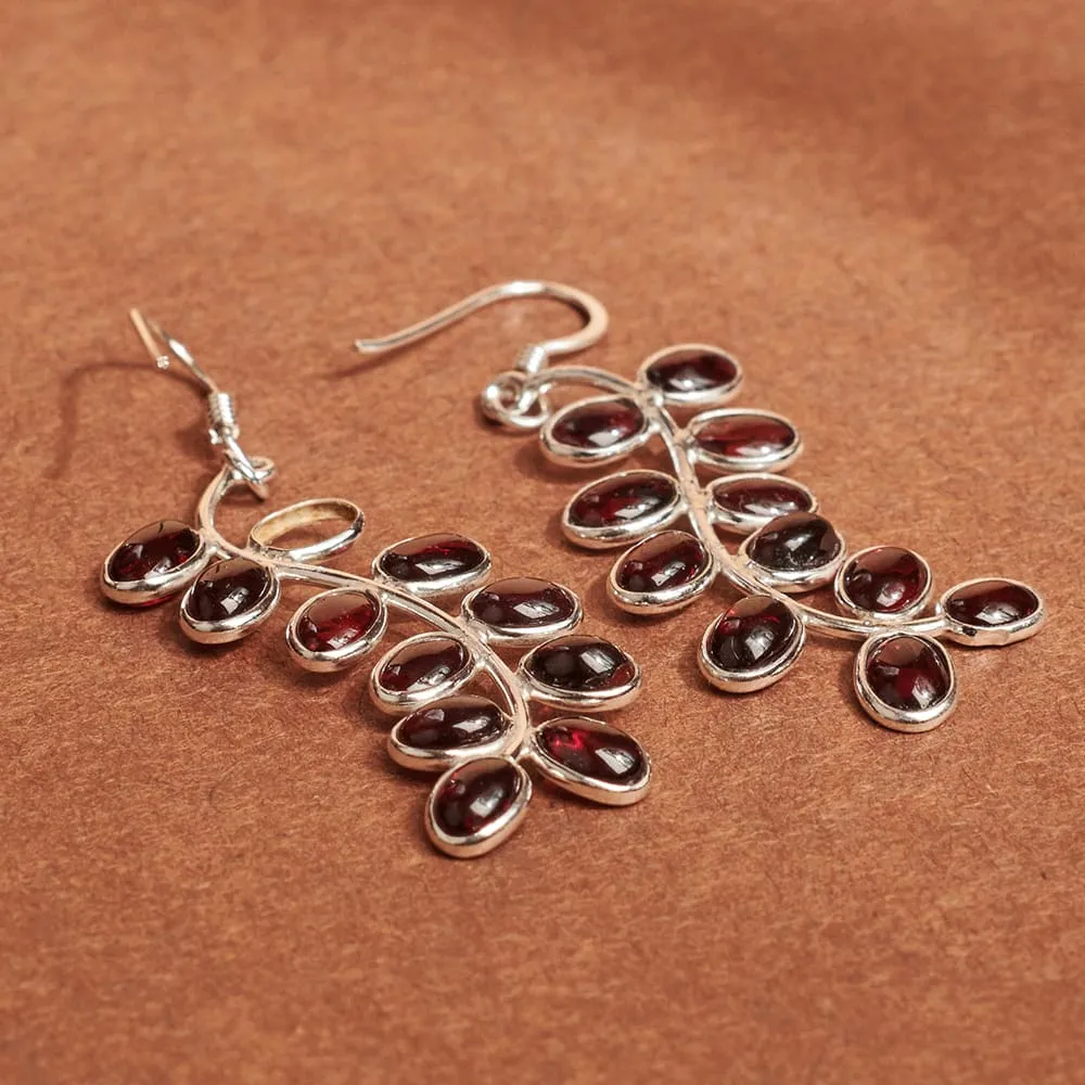 Garnet Silver Dangle Earring, Bezel Setting, 925 Sterling Silver, Silver Jewelry, Unique Size, One Size Fits All