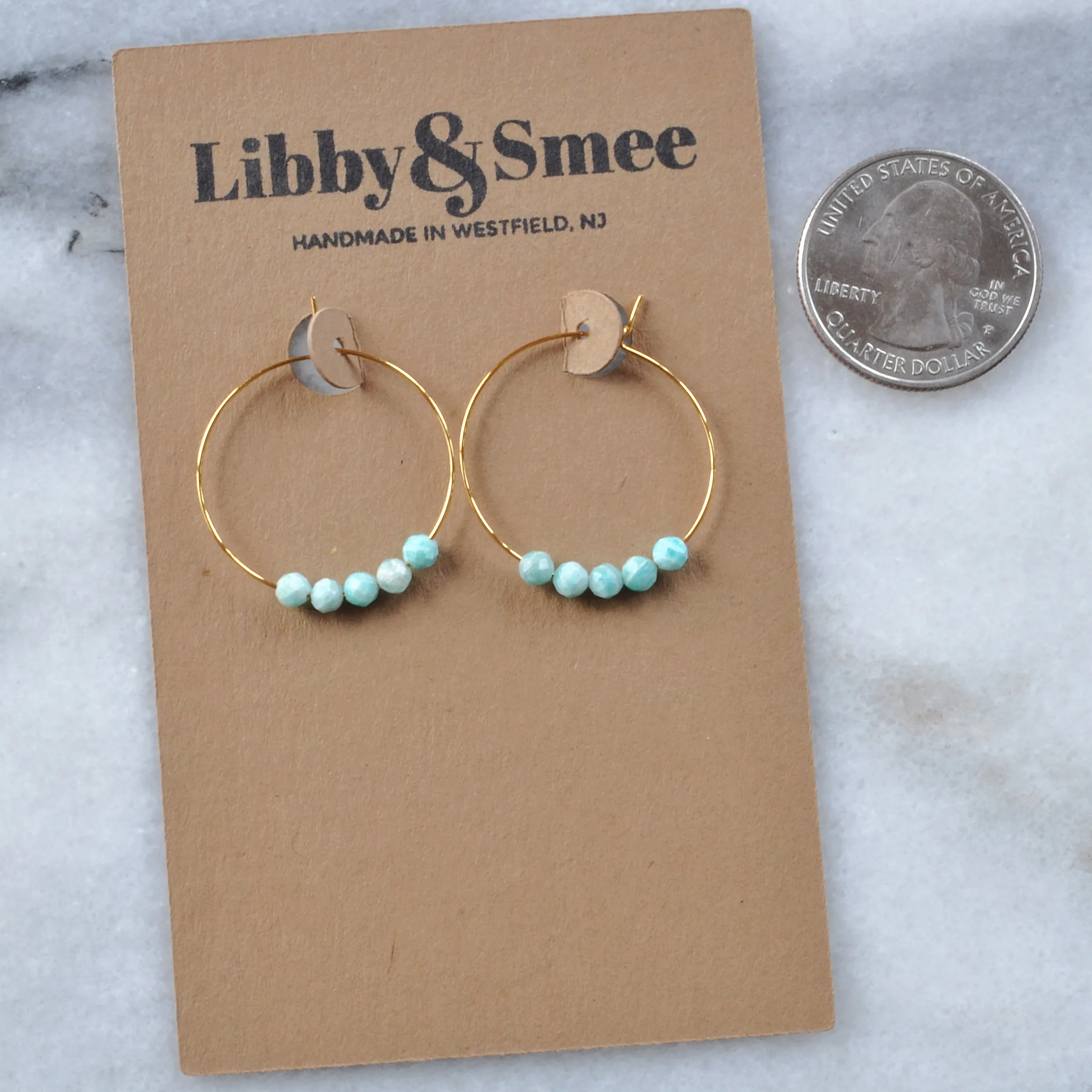 Gemstone 25mm Hoop Earrings - AMAZONITE