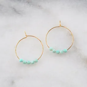 Gemstone 25mm Hoop Earrings - AMAZONITE