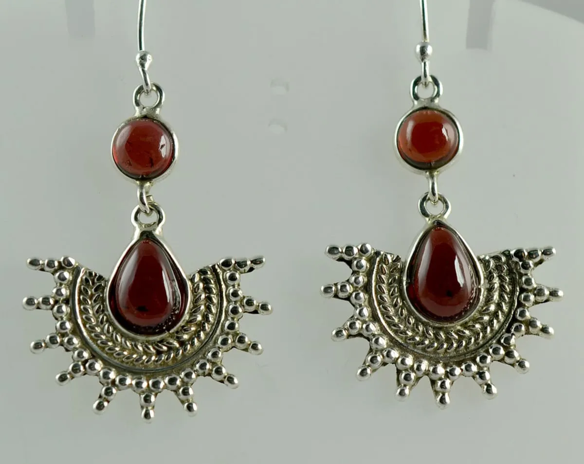 Genuine Natural Garnet designer Dangle Drop Handmade Earrings 925 Solid Sterling Silver