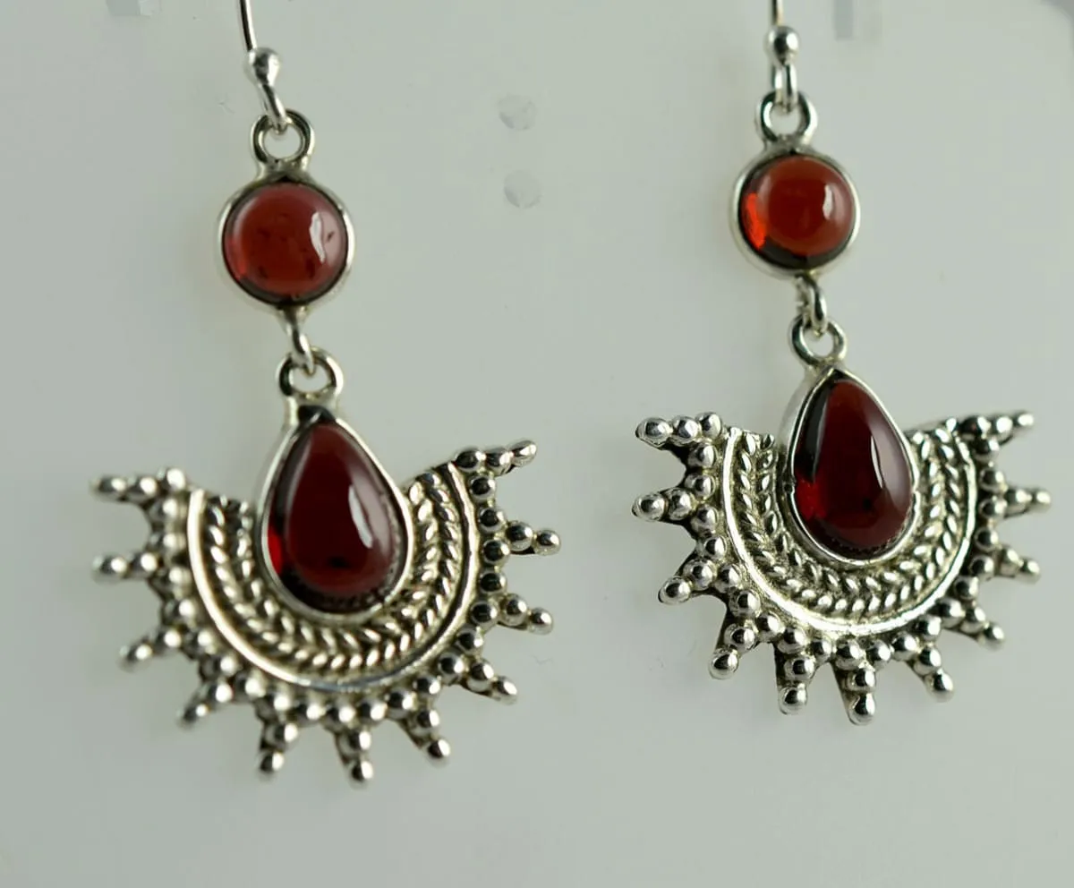 Genuine Natural Garnet designer Dangle Drop Handmade Earrings 925 Solid Sterling Silver