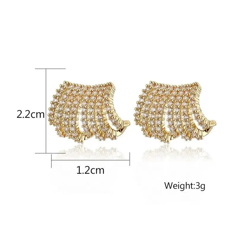 Geometric Metal Charm Korean Stud Earrings - RM230 Jewelry