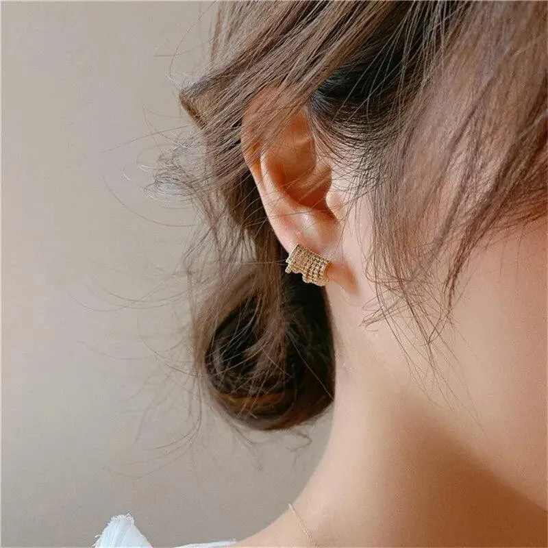 Geometric Metal Charm Korean Stud Earrings - RM230 Jewelry