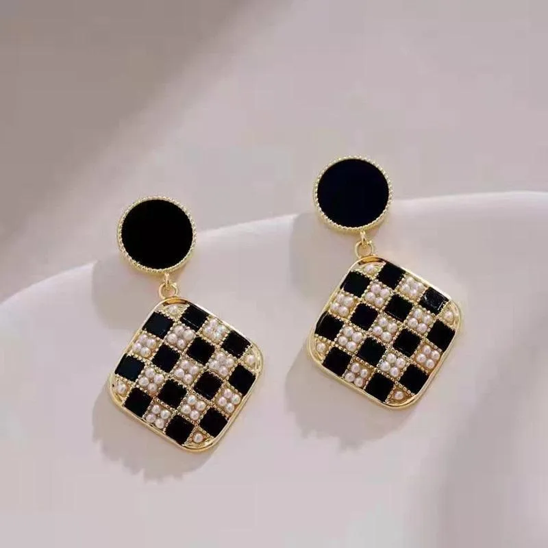 Geometric Sweet Drop Earrings with Fresh Pearl Charm Jewelry GZ405