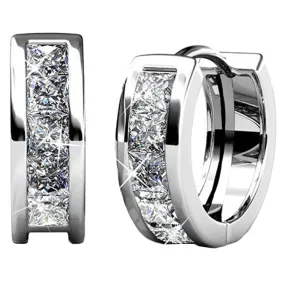 Giselle 18k White Gold Plated Hoop Crystal Earrings for Women