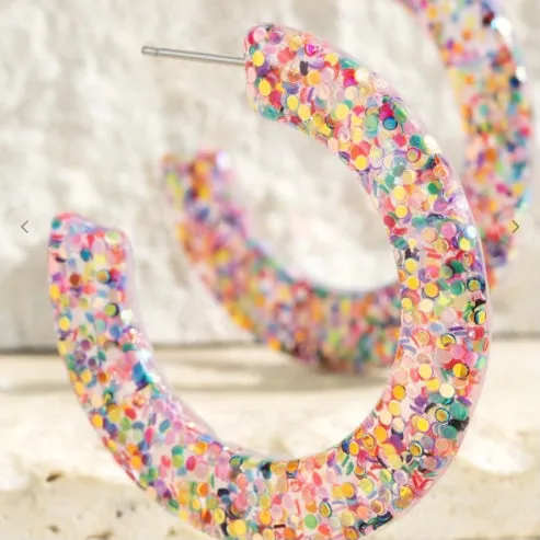 Glittery Shimmery Hoop Earrings