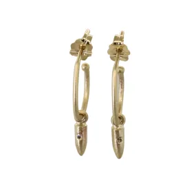 Gold & Champagne Diamond Dangle Matte Hoops