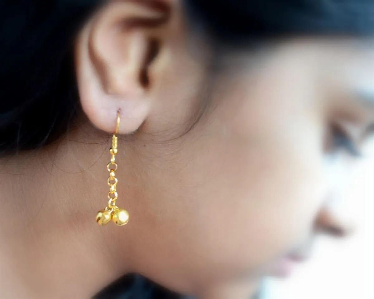 Gold and Silver Earring gift set, simple Indian Jhumki, Minimalist festival jewelry, Everyday dangle and drop earrings