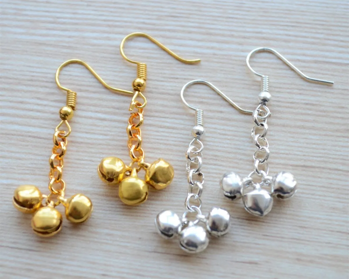 Gold and Silver Earring gift set, simple Indian Jhumki, Minimalist festival jewelry, Everyday dangle and drop earrings