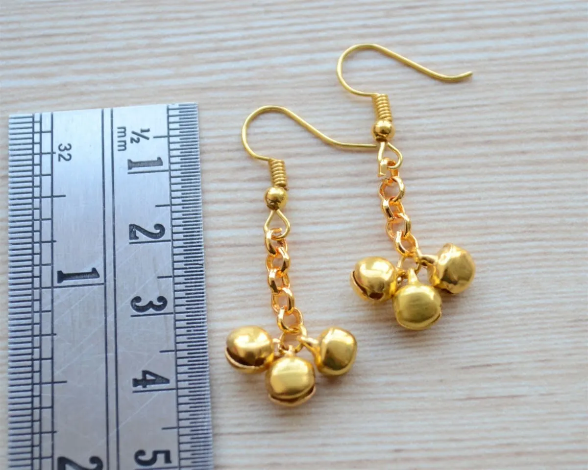 Gold and Silver Earring gift set, simple Indian Jhumki, Minimalist festival jewelry, Everyday dangle and drop earrings