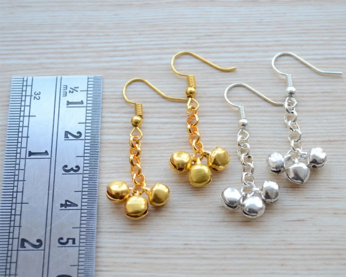 Gold and Silver Earring gift set, simple Indian Jhumki, Minimalist festival jewelry, Everyday dangle and drop earrings