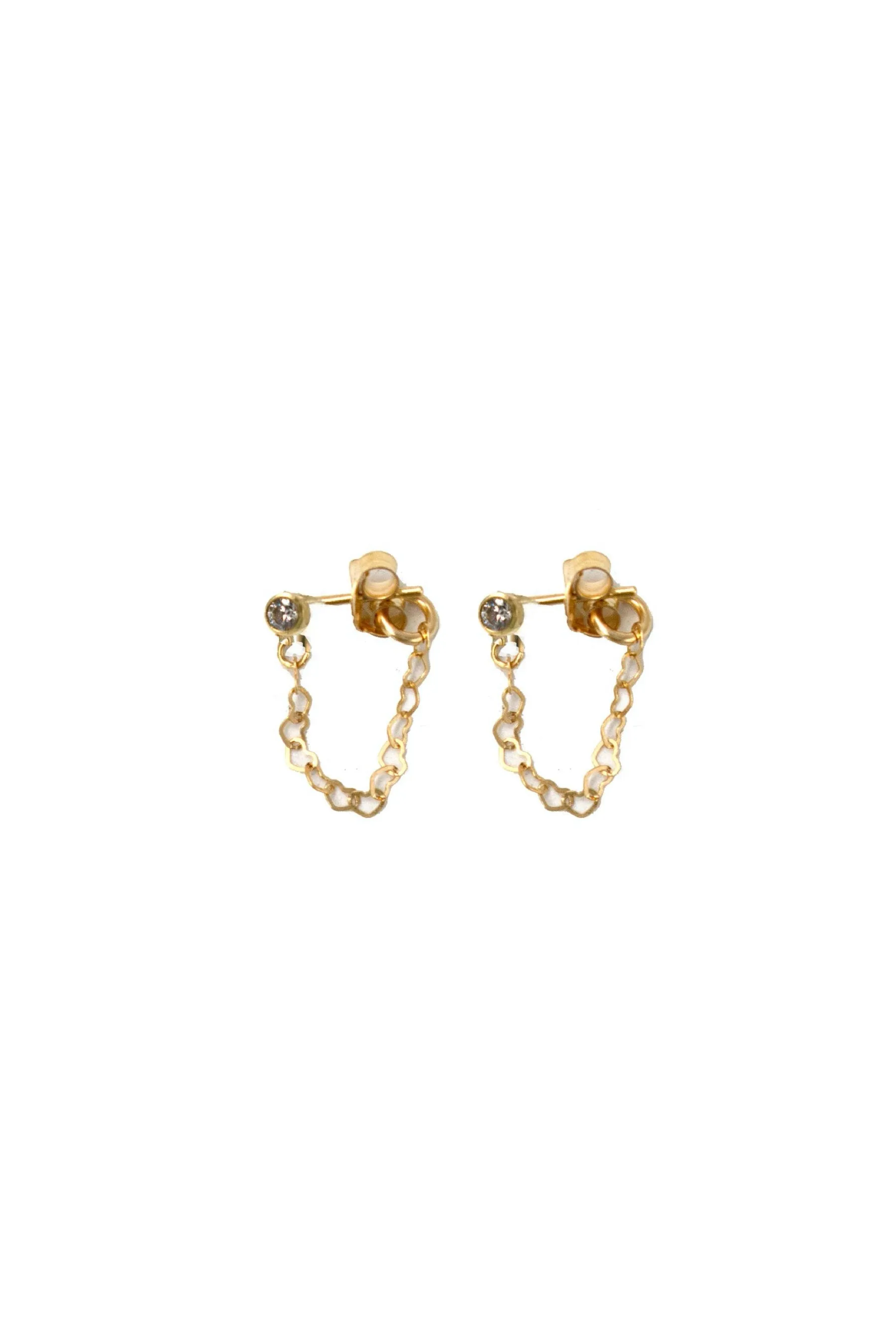 Gold Crystal Heart Hoops