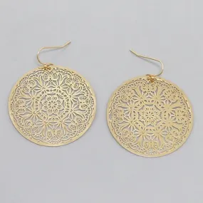 Gold Filigree Floral Lace Earrings