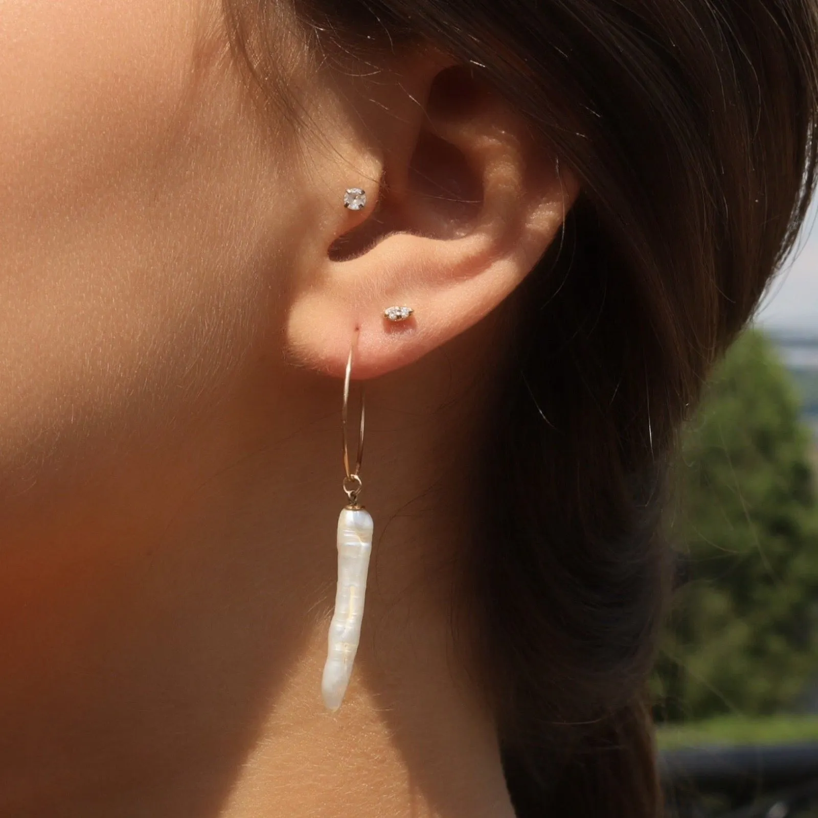 Gold Filled - Freshwater Pearl Hoop Earring