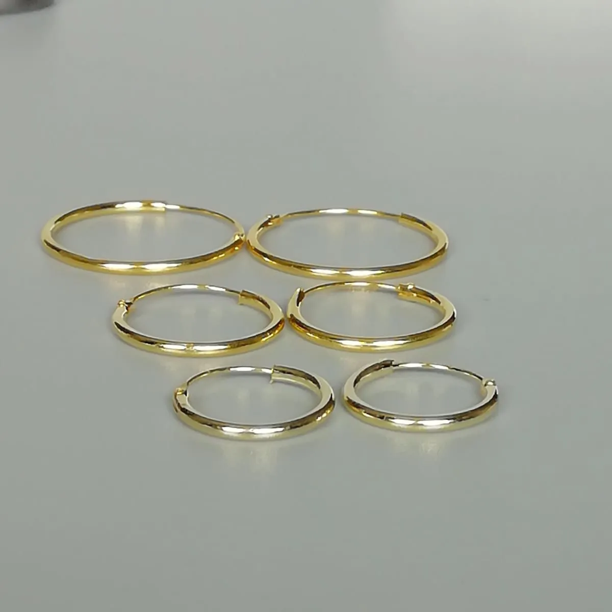 Gold hoop earrings set | 12,14,16 mm gold plated hoops |Three pairs set |  14 Gauge hoops | Silver jewelry | Minimalist endless hoops | Set 1.5