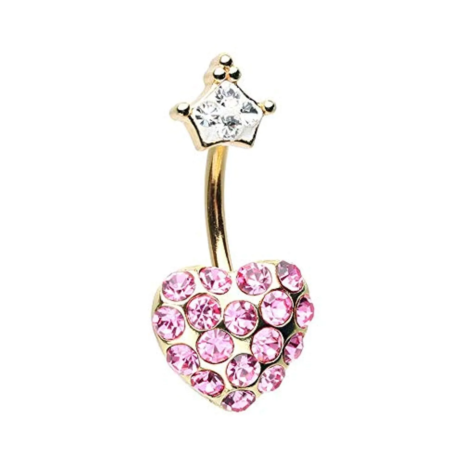 Golden Fairytale Heart Crown WildKlass Belly Button Ring