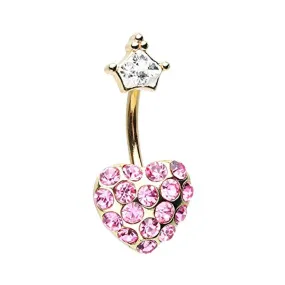 Golden Fairytale Heart Crown WildKlass Belly Button Ring