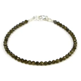 Golden Obsidian 3mm Faceted Round Bracelet with Sterling Silver Trigger Clasp