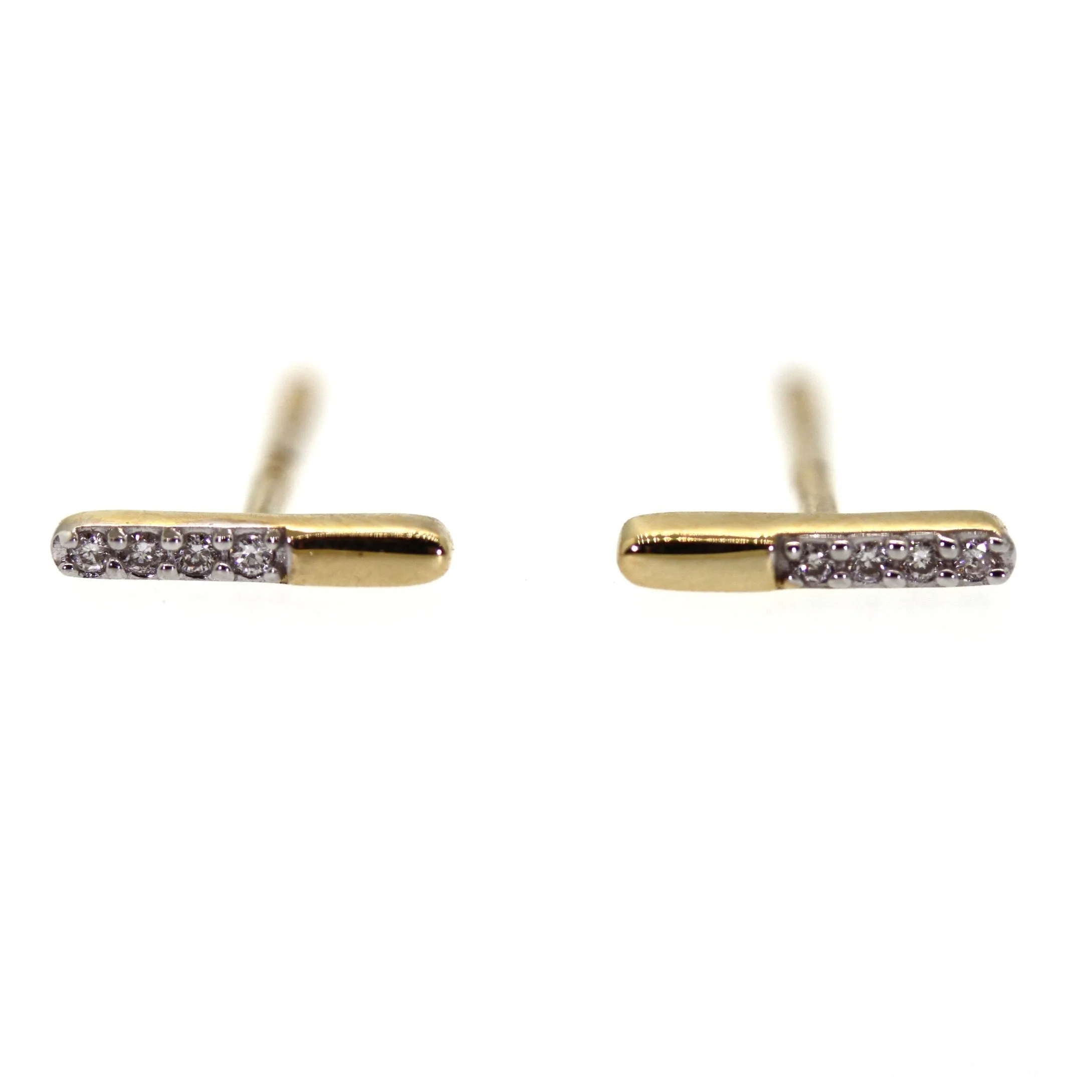 Half Diamond Bar Studs