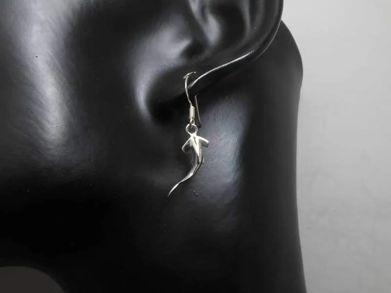 Hammerhead Shark Drop Earrings, 925 Sterling Silver, Fish Dangle Earrings, Aqurium Lover Gifts