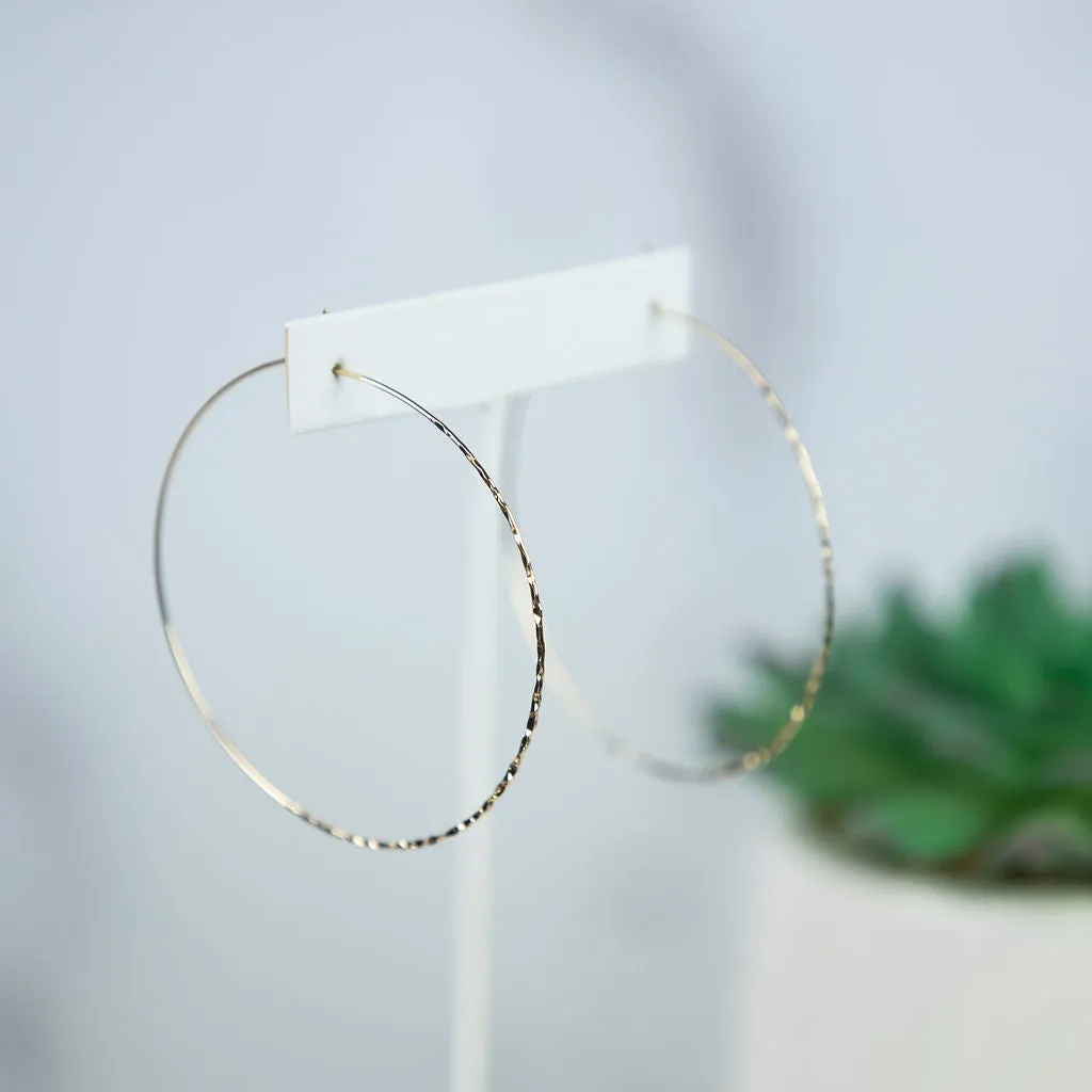 Harley Hammered Wire Hoop Earrings