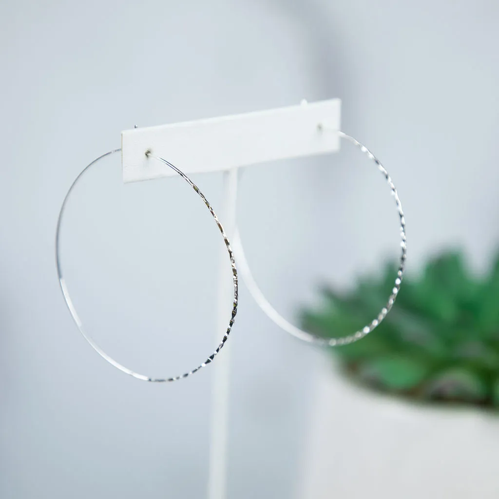 Harley Hammered Wire Hoop Earrings