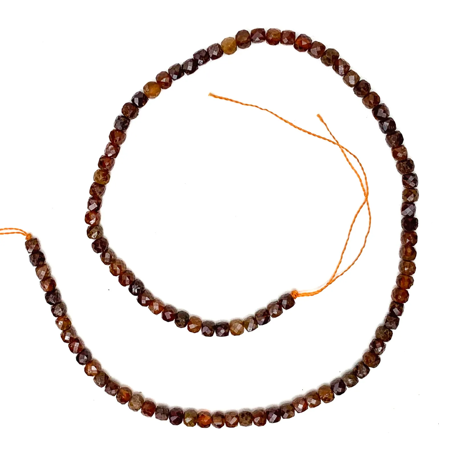 Hessonite Garnet 4mm Faceted Cubes Bead Strand