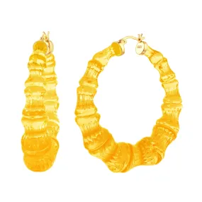 Honey Lucite Bamboo Hoop Earrings