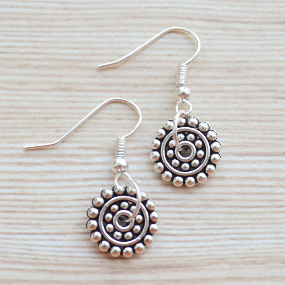 Indian Mandala Earrings, Small geometric Hoop earrings gift set, minimalist everyday work wear jewelry, self gift jewellery