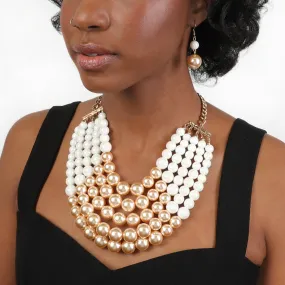 Josephine 5 Strand Pearl Necklace & Earring Set